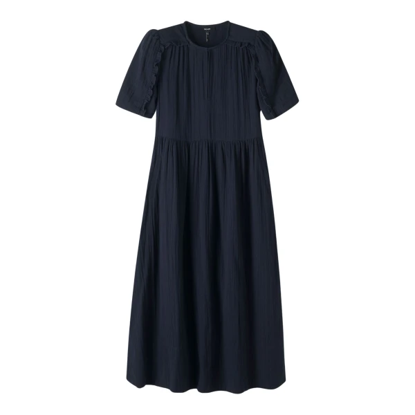 Cheesecloth Relaxed Ruffle Midi Dress