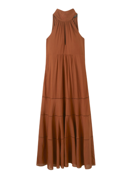 Cotton Voile Halterneck Full-Length Dress