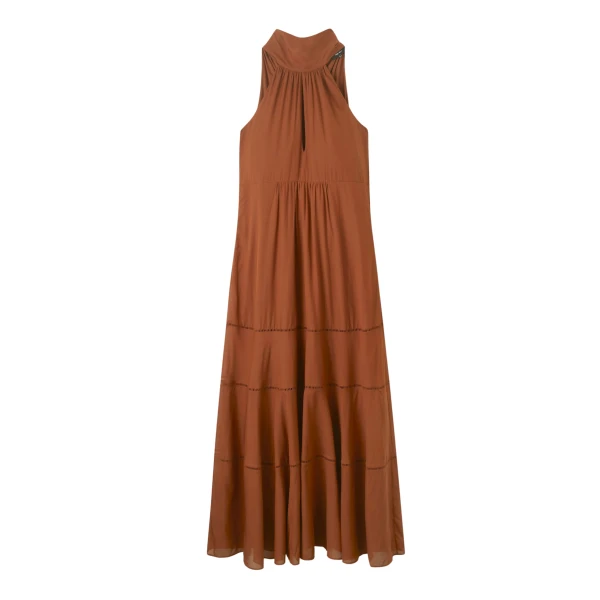 Cotton Voile Halterneck Full-Length Dress
