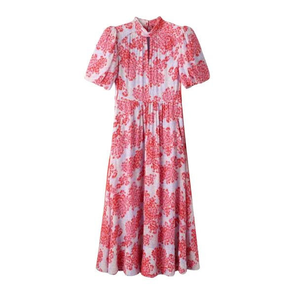 Layered Violets Print Midi Dress + Belt