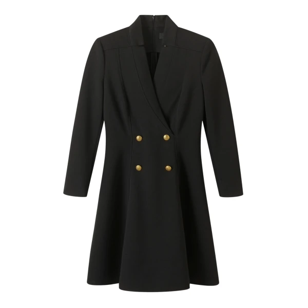 Military Button Fit and Flare Mini Dress