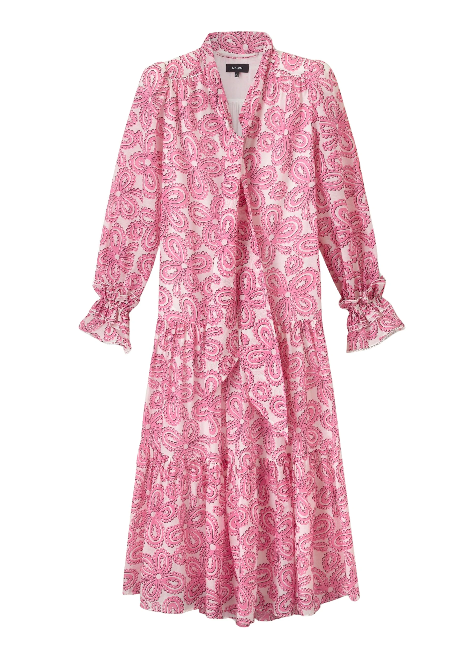 Me-and-Em-Silk-Cotton-Flower-Print-Midi-Dress-Belt-scaled85773_nobg Silk Cotton Flower Print Midi Dress with Belt - Image 1