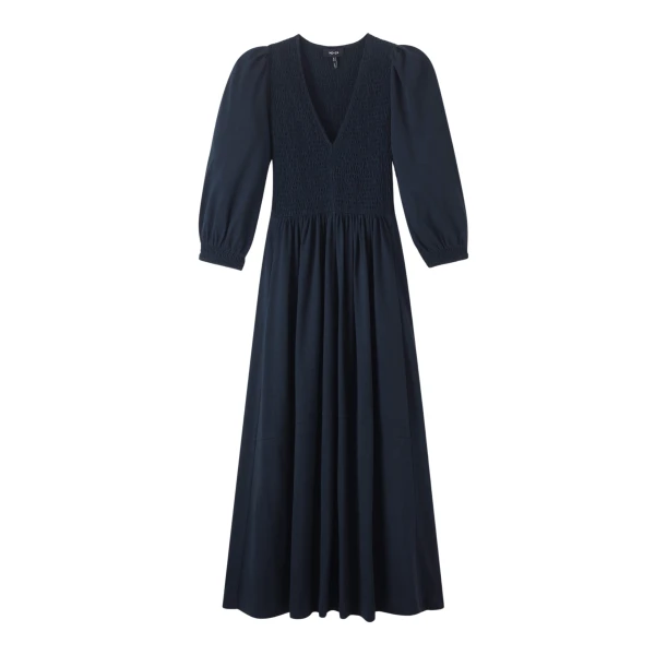 Slub Cotton V-Neck Maxi Dress