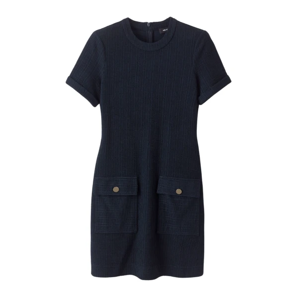Textured Short Sleeve Shift Dress