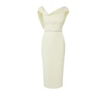 Koral Sorbet Midi Dress With Embroidered Belt
