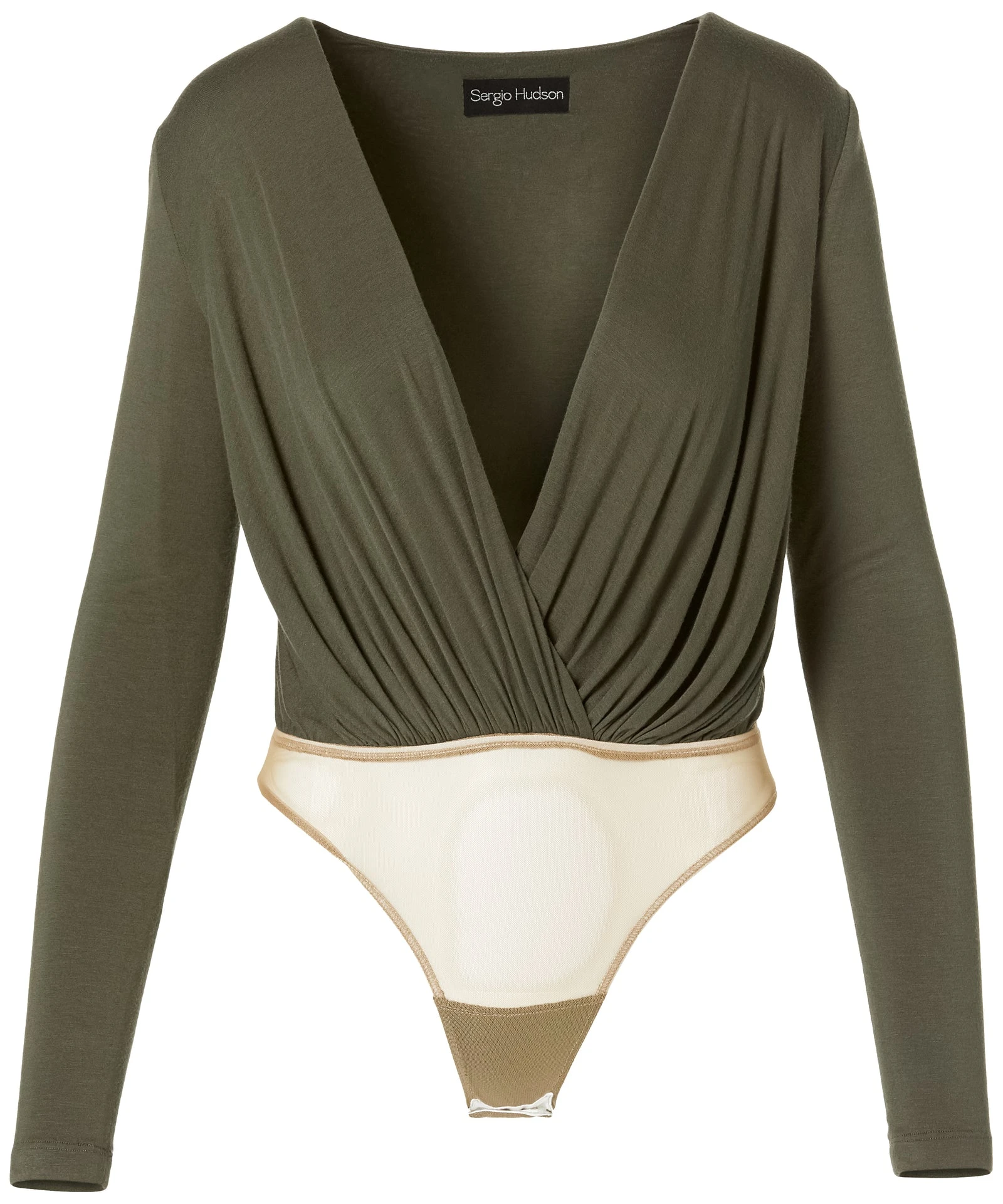 Sergio Hudson Draped V-Neck Bodysuit Sergio Hudson Green dress
