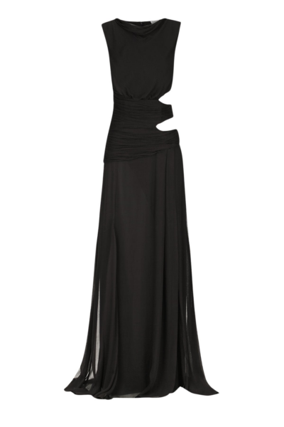Shona Joy Claude Cut Out Side Split Maxi Dress Black58266 nobg