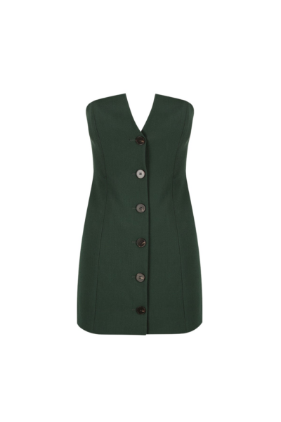 Irena Strapless Button Up Mini Dress - Deep Forest