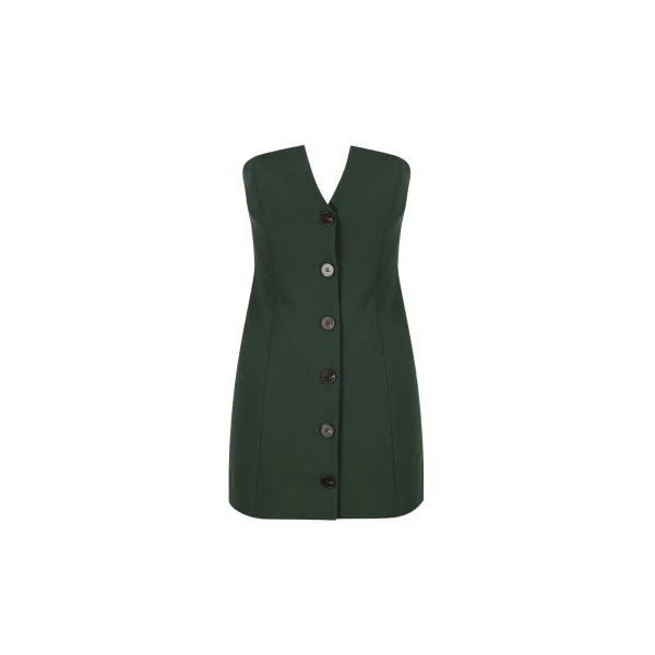 Irena Strapless Button Up Mini Dress - Deep Forest