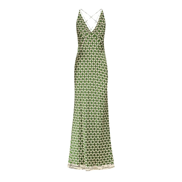 Kahlo Silk Contrast Cross Strap Maxi Dress