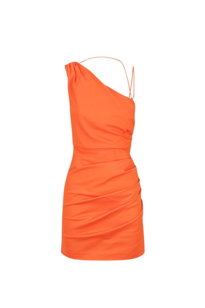 Lani Asymmetrical Gathered Mini Dress - Hibiscus