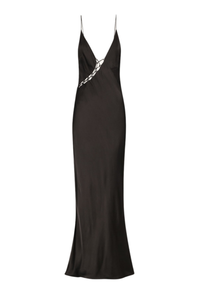 Mia Lace Up Maxi Dress - Black
