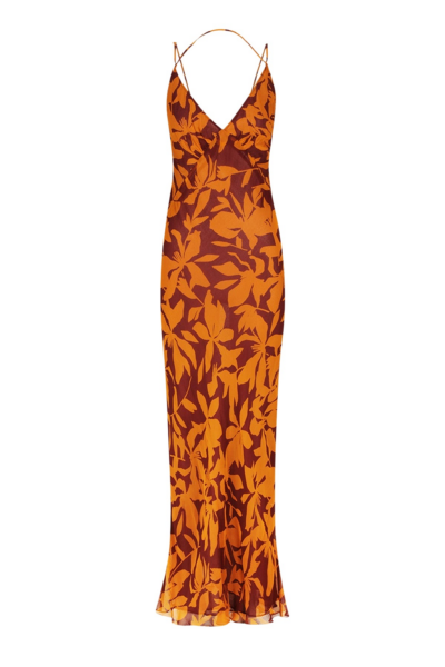 Natalina Double Strap Plunged Slip Maxi Dress
