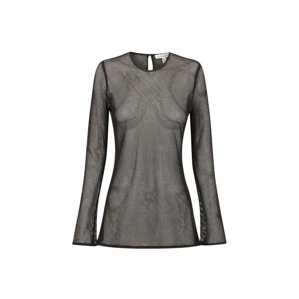 Valeria Round Neck Long Sleeve Top - Black