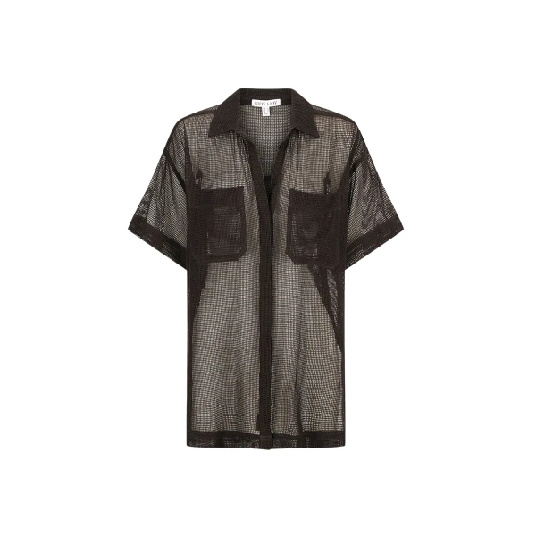 Valeria Short Sleeve Long Line Shirt - Black