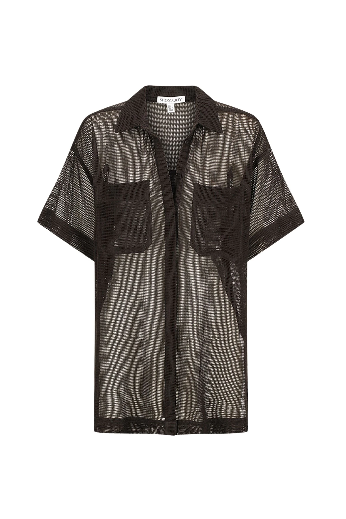 Shona-Joy-Valeria-Short-Sleeve-Long-Line-Shirt-Black28722_nobg Valeria Short Sleeve Long Line Shirt - Black - Image 1