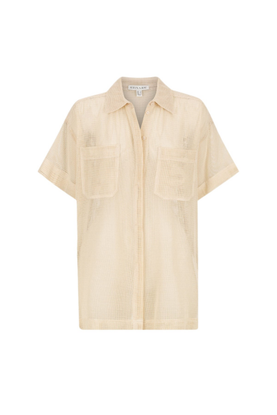 Valeria Short Sleeve Long Line Shirt - Oat