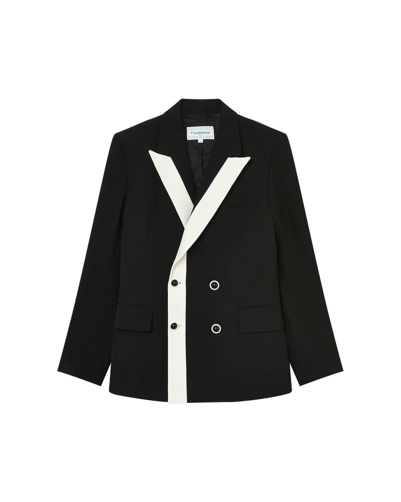Casablanca Black Contrast Lapel Double Breasted Blazer - Image 1