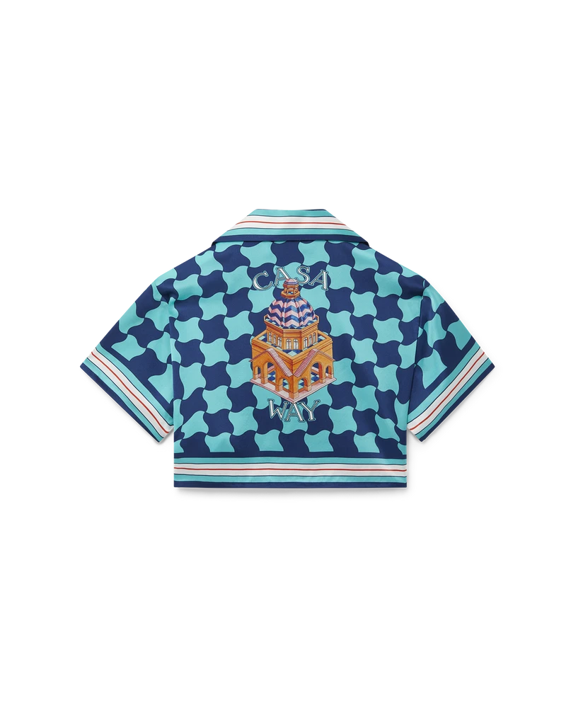 Casablanca Pool Tile Cropped Silk Shirt Casablanca Shirt