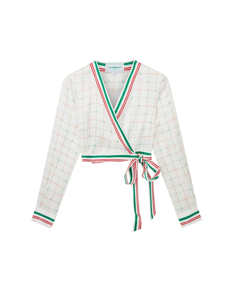 Casablanca Tennis Club Check Wrap Blouse Casablanca Shirt