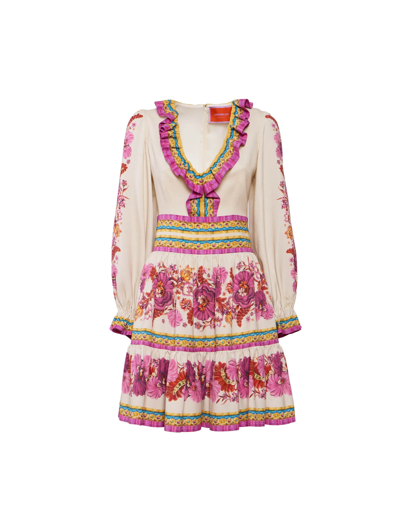 La Double J Reina Mini Dress Zodiac Placée Multicolor in Crepe Viscose La Double J Dress
