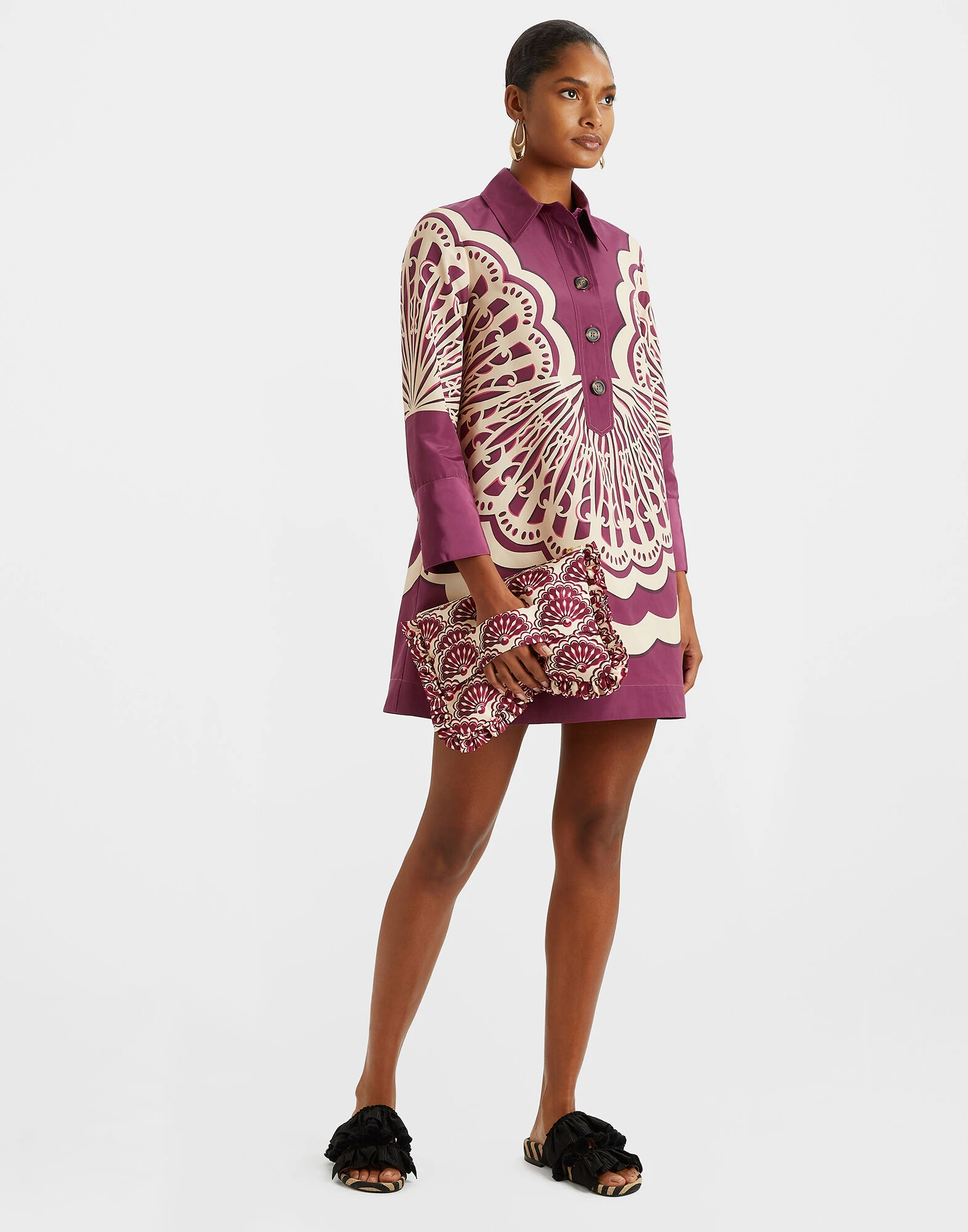 La Double J Short Artemis Dress Fans Placée Purple in Faille La Double J Dress
