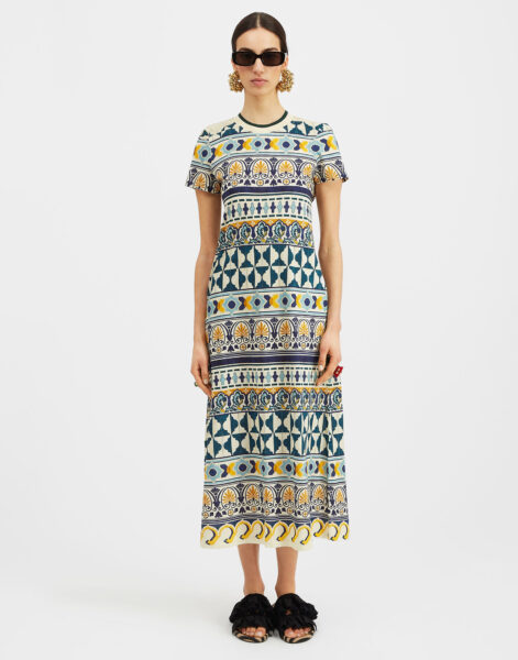 Sporty Swing Dress Casareale Small Placèe Cream in Cotton Jersey