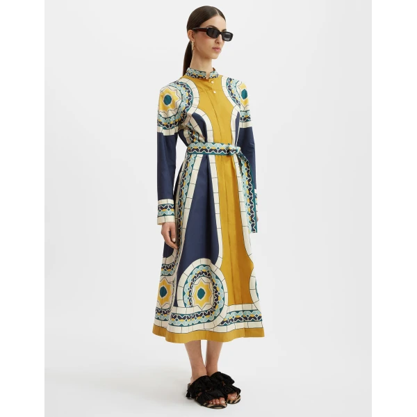 Sundowner Dress Mudejar Placée Blue in Cotton Poplin