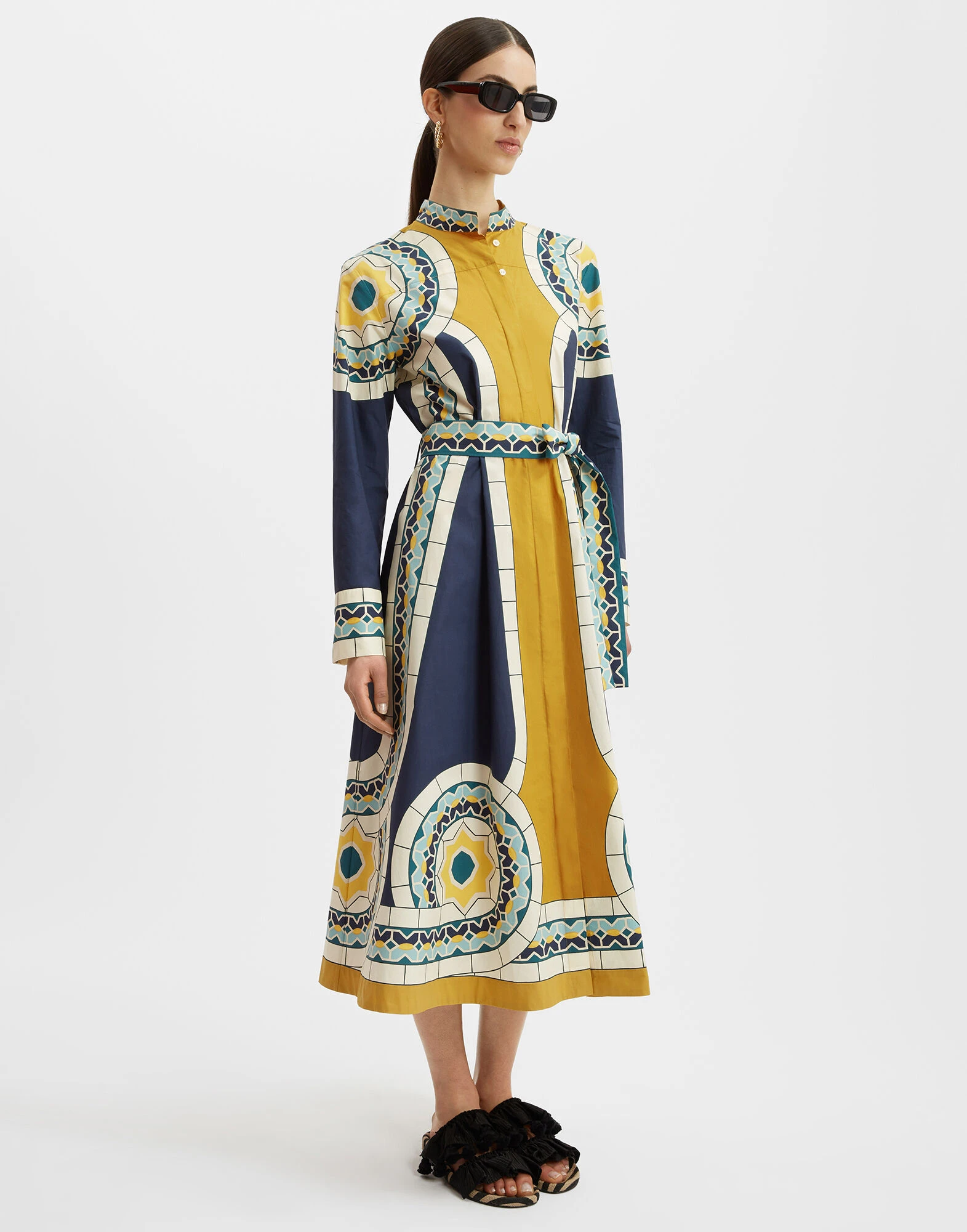 La-Double-J-Sundowner-Dress-Mudejar-Placee-Blue-in-Cotton-Poplin-1 Sundowner Dress Mudejar Placée Blue in Cotton Poplin - Image 1