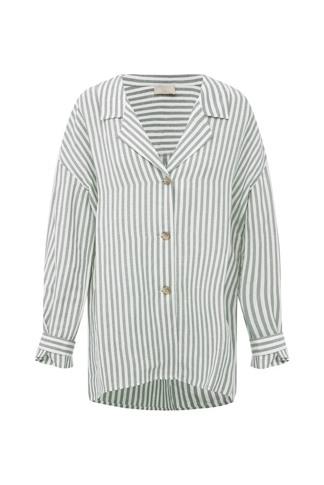 Posse-The-label-Zadie-Shirt-Seagrass-Stripe Posse The label Clothing