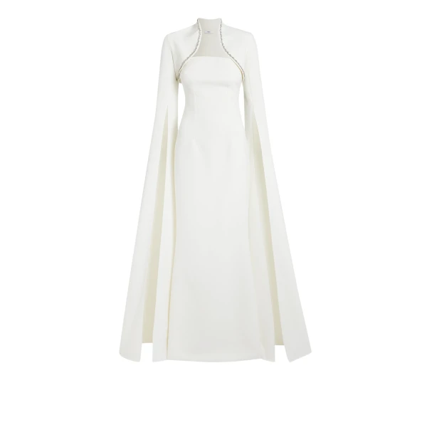 Amari Bolero And Soshin Dress With Marquis Jewel Trim Embroidery