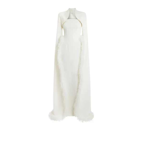 Amari Ivory Feather-Trimmed Bolero And Soshin Dress