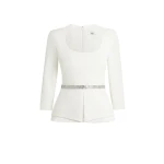 Caia Ivory Top With Embroidered Belt