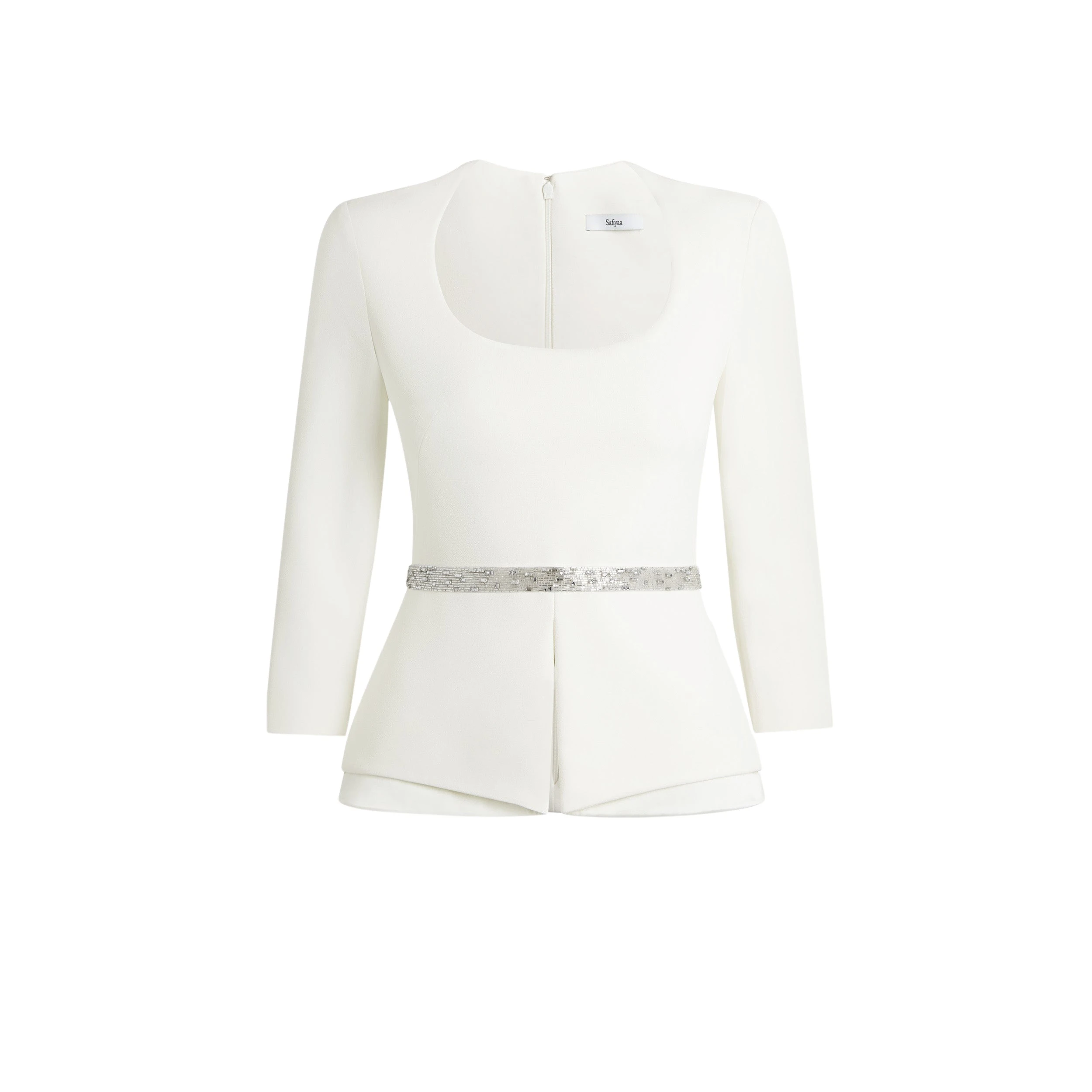 Safiyaa-Caia-Ivory-Top-With-Embroidered-Belt44944_nobg Caia Ivory Top With Embroidered Belt - Image 1
