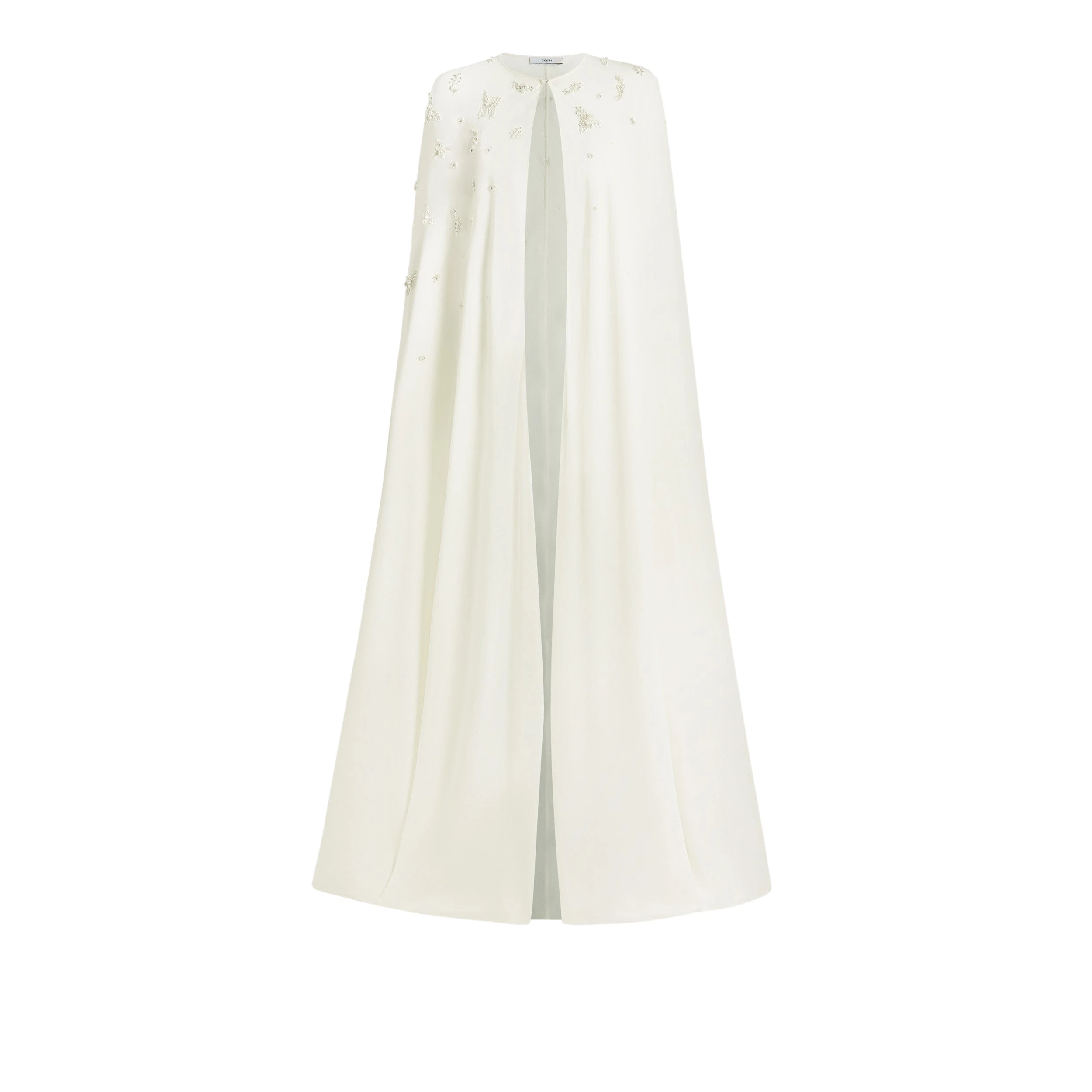 Safiyaa-Cici-Ivory-Embroidered-Cape58844_nobg Cici Ivory Embroidered Cape - Image 1