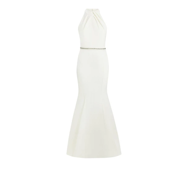 Dorrit Ivory Long Dress With Embroidered Belt