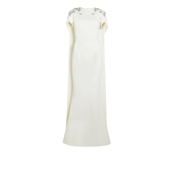 Ginkgo Flower Bud Embroidered Ivory Dress