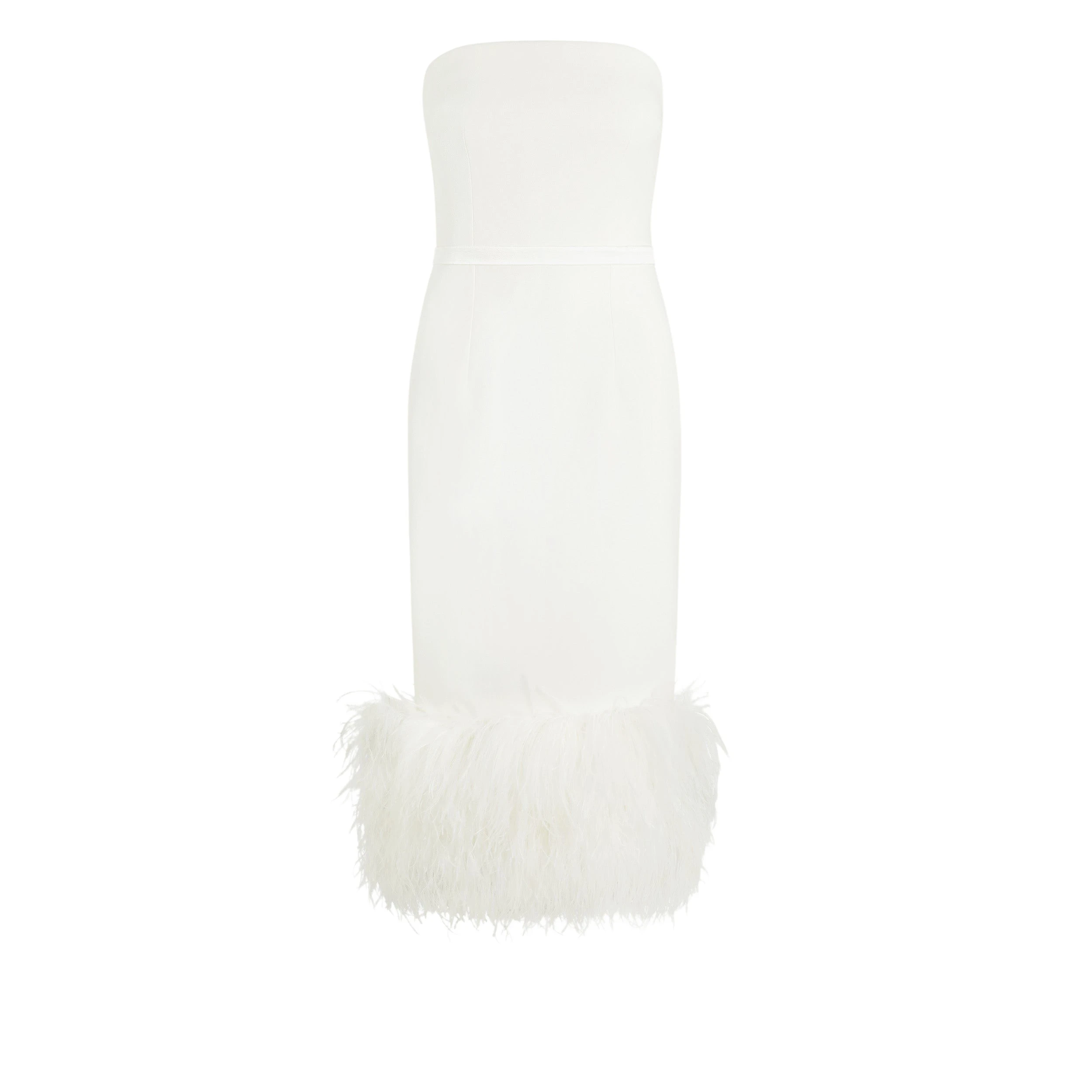 Safiyaa-Oralie-Ivory-Feather-Trimmed-Midi-Dress67184_nobg Oralie Ivory Feather Trimmed Midi Dress - Image 1