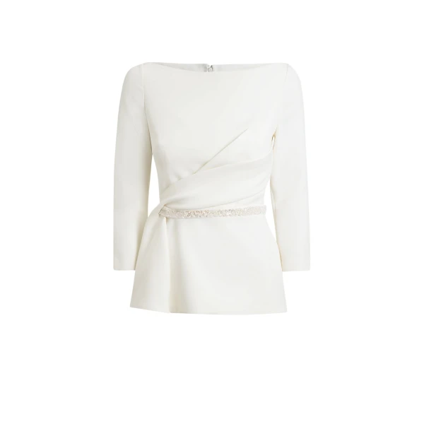 Paisley Ivory Top With Embroidered Belt
