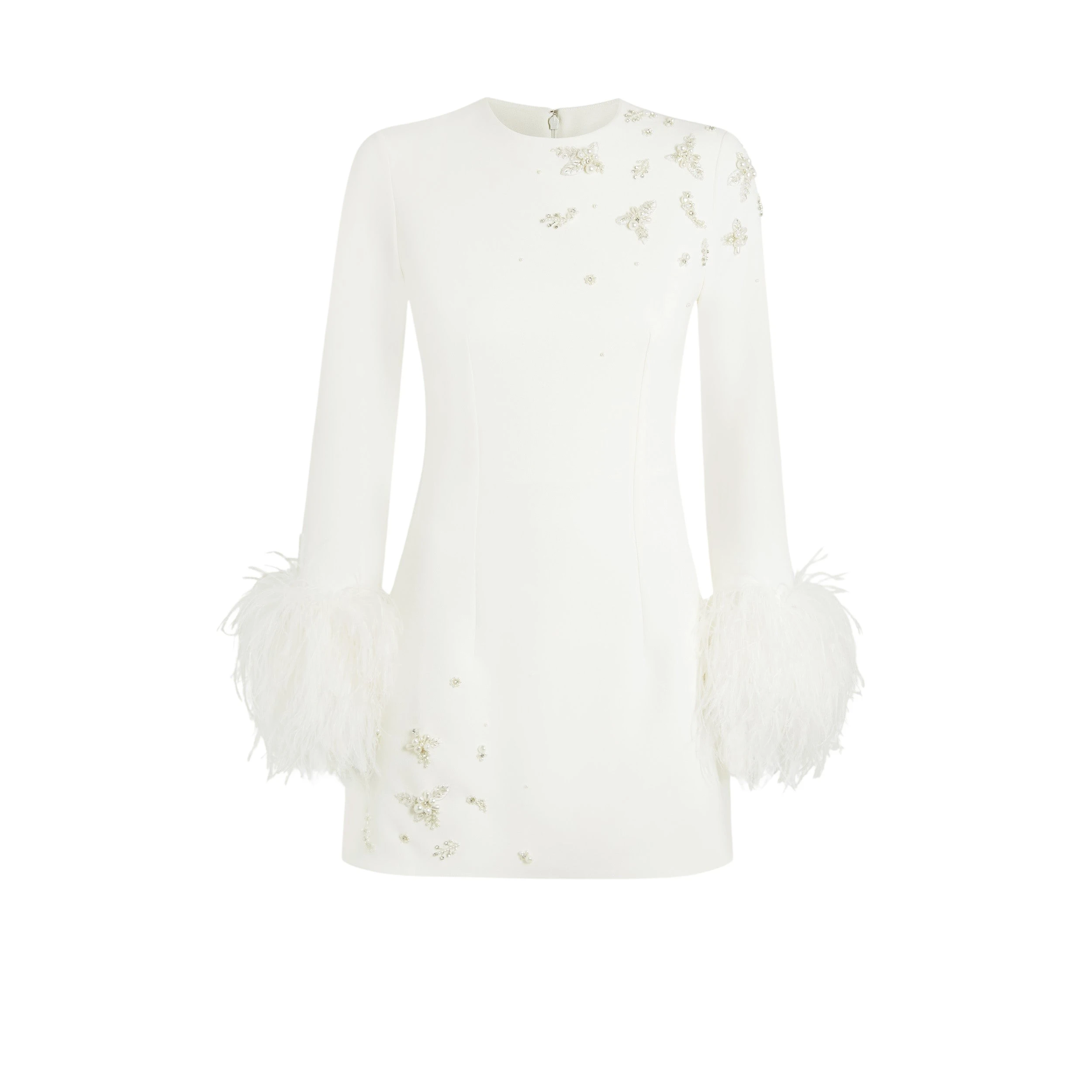 Safiyaa-Rena-Ivory-Feather-trimmed-Short-Dress68336_nobg Rena Ivory Feather-trimmed Short Dress - Image 1