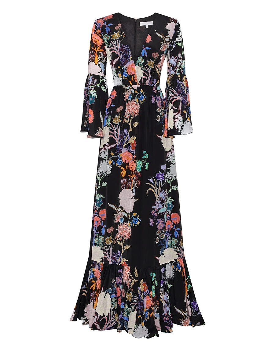 Borgo de Nor Astrea Crepe Maxi Dress Jardin Black Borgo de Nor