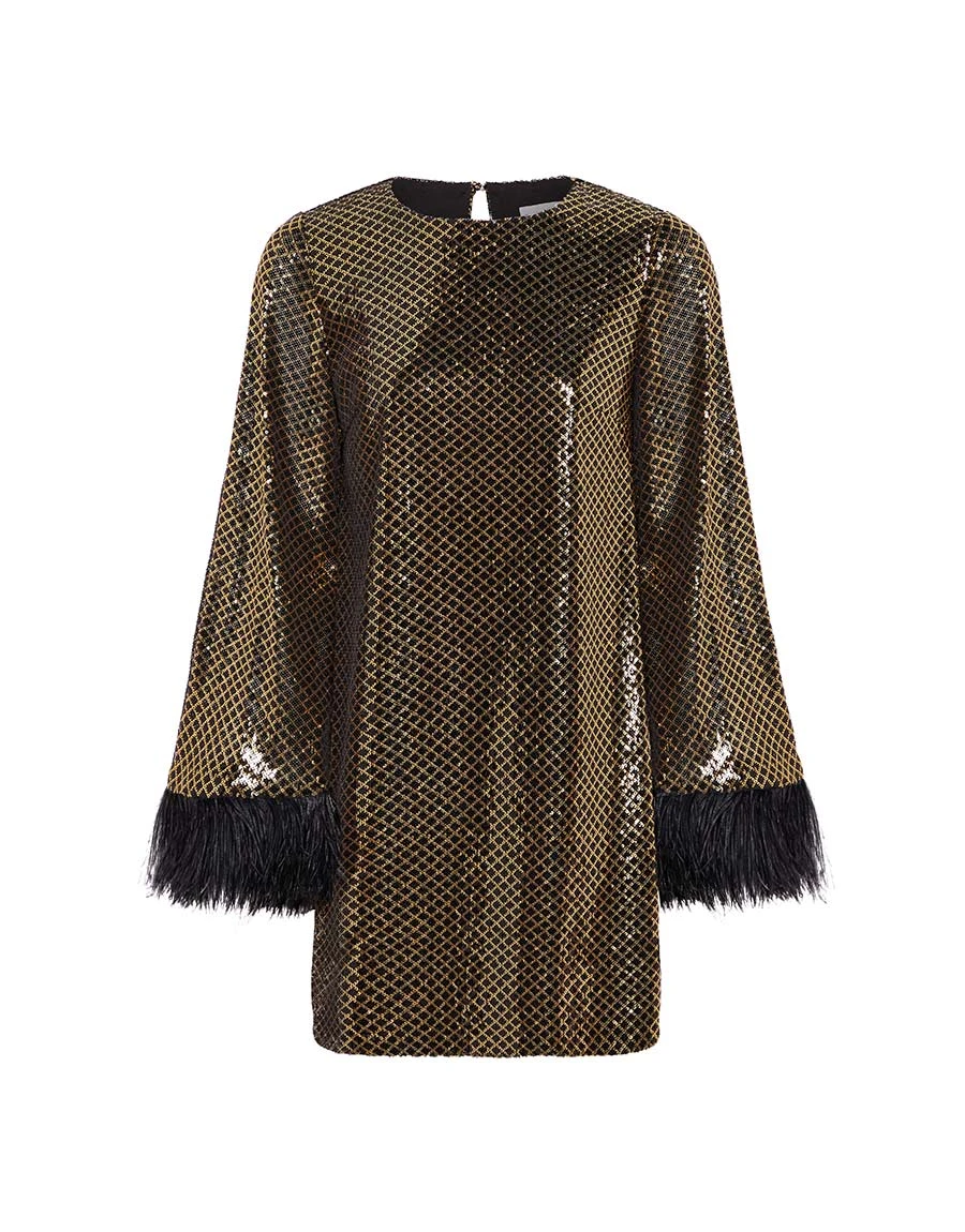 Borgo de Nor Cocoa Sequin Mini Dress Gold Black Borgo de Nor