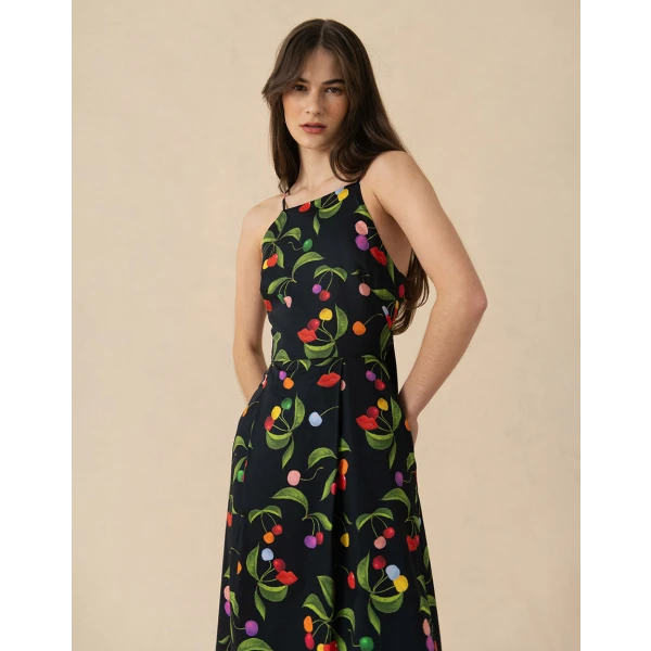 Goreti Cotton Midi Dress  Cherry Black - Image 6