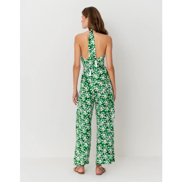 Halia Hammered Satin Trouser  Flower Burst Green - Image 5