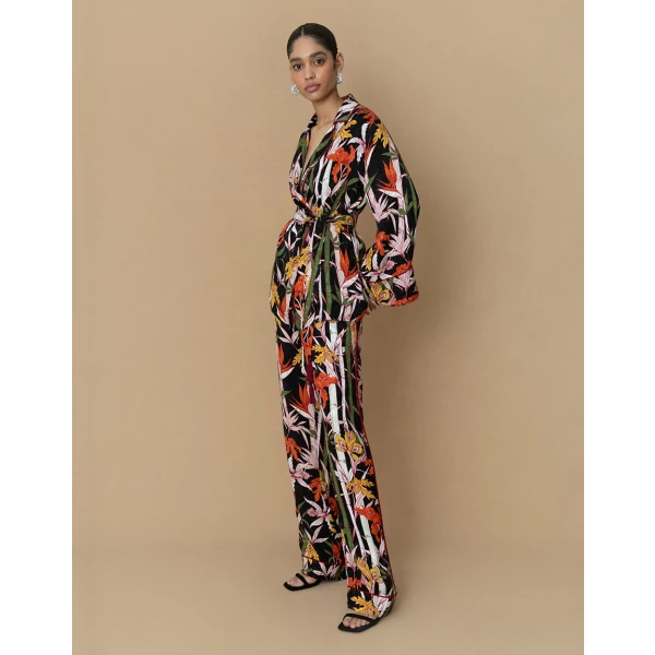 Havana Satin Jacquard Trouser  Bamboo Black - Image 4
