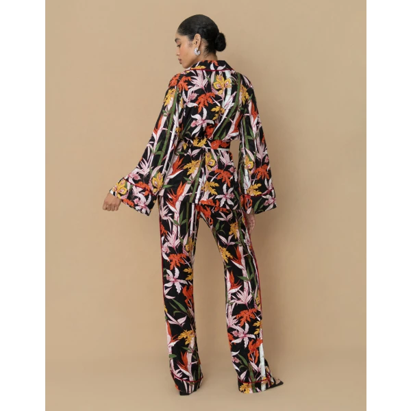 Havana Satin Jacquard Trouser  Bamboo Black - Image 5