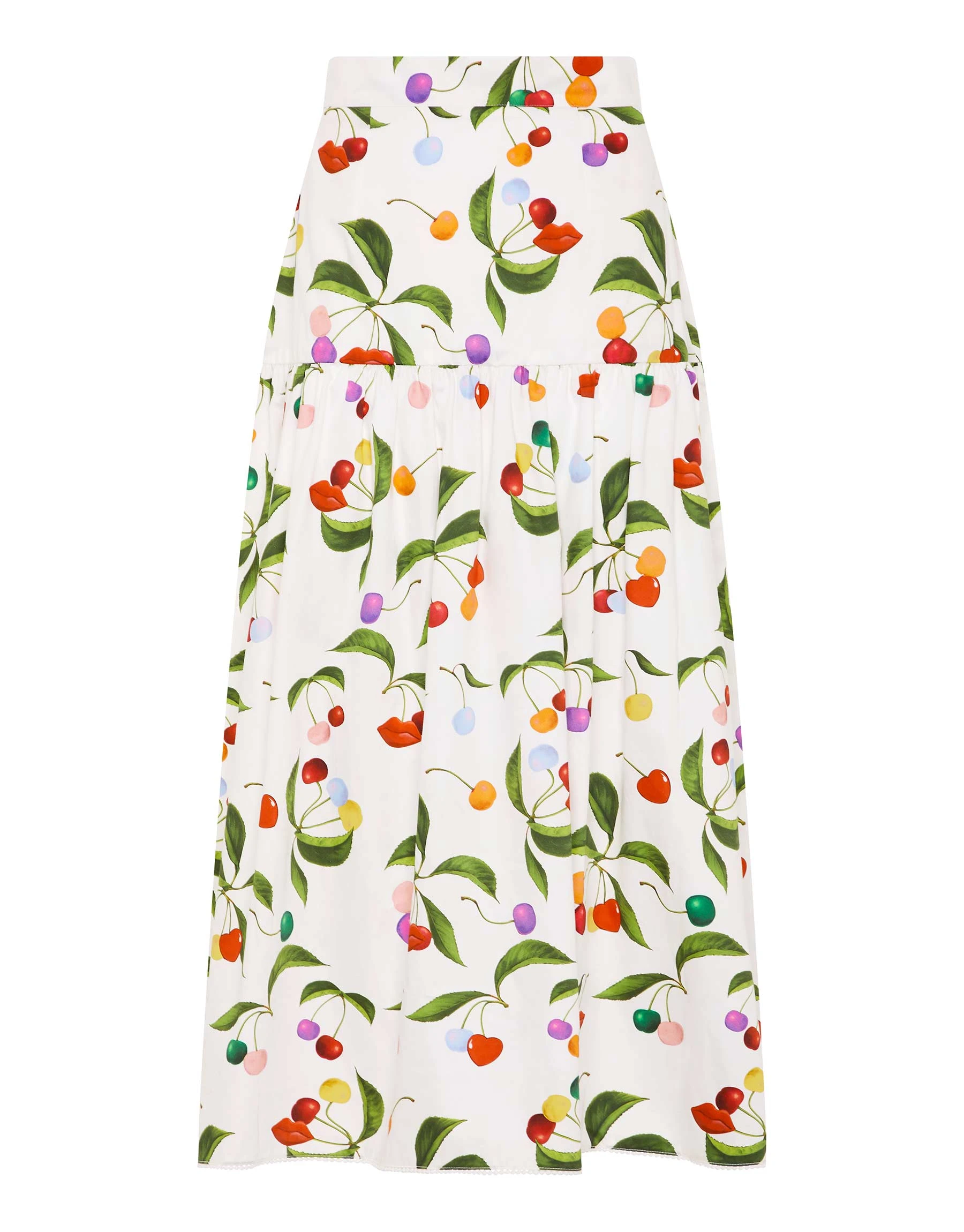 Borgo de Nor June Cotton Midi Skirt Cherry White Borgo de Nor