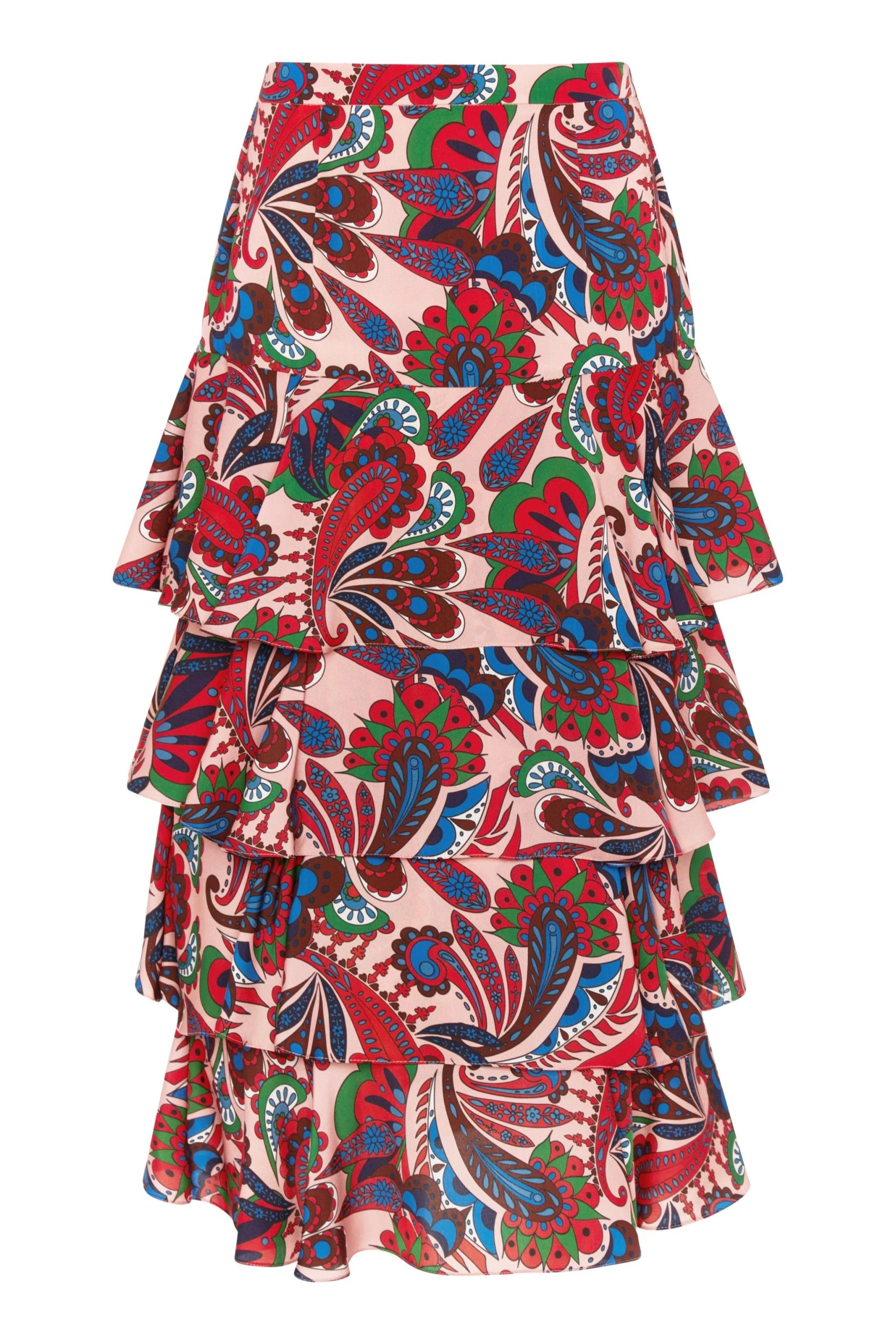 Borgo de Nor Livi Tiered Viscose Skirt Paisley Pink Borgo de Nor