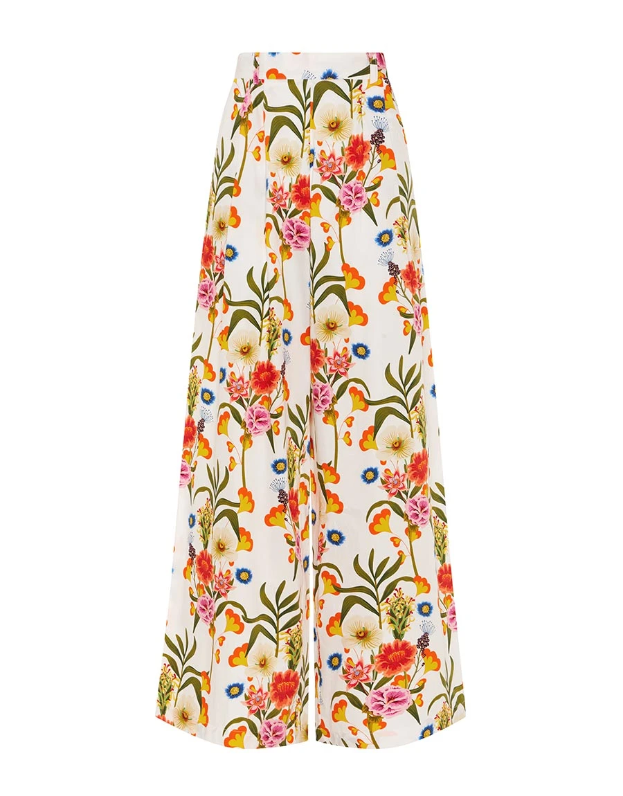 Borgo de Nor Melia Cotton Trouser Vila Floral White Borgo de Nor