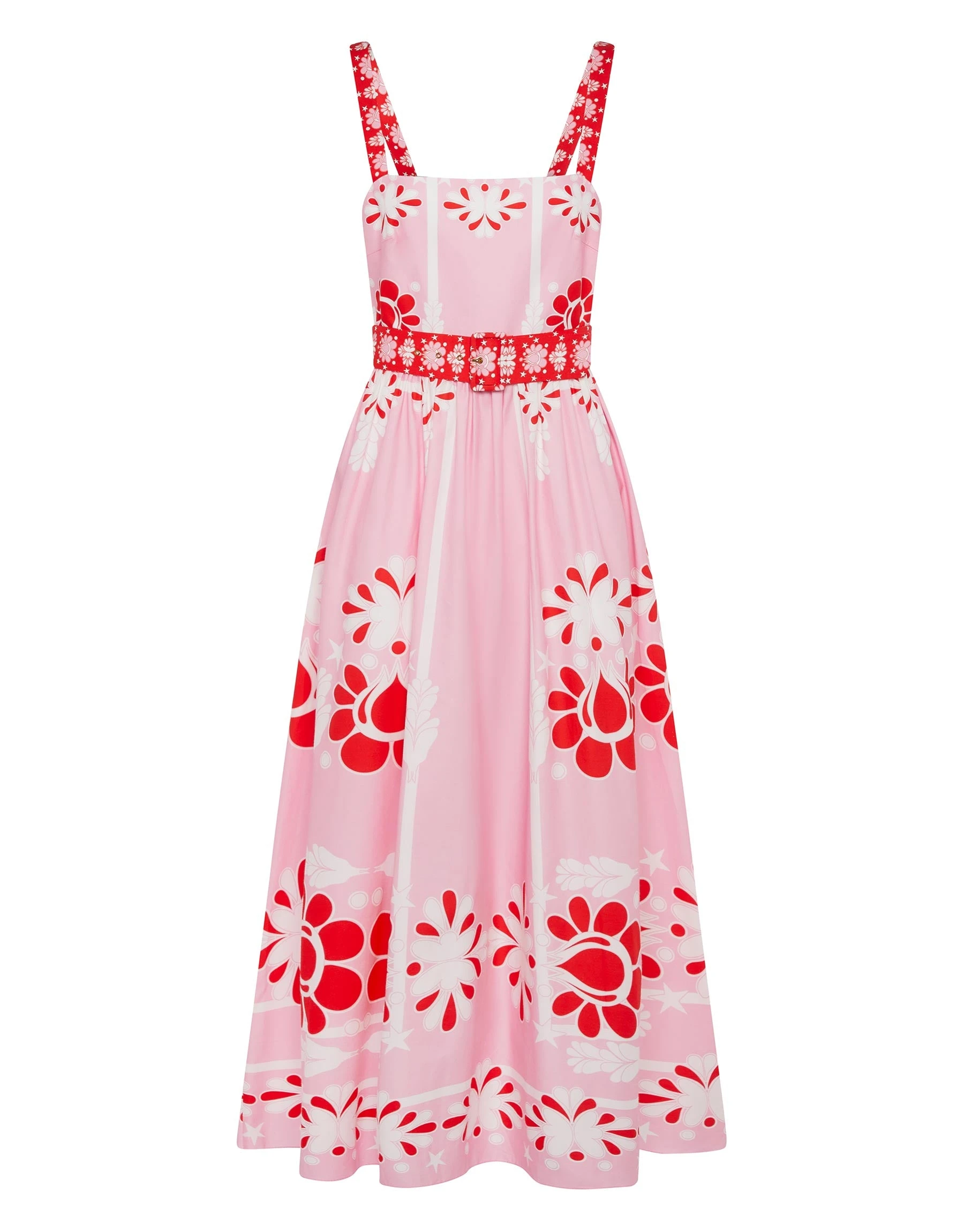 Borgo de Nor Ninet Cotton Midi Dress Geo Flower Pink Borgo de Nor